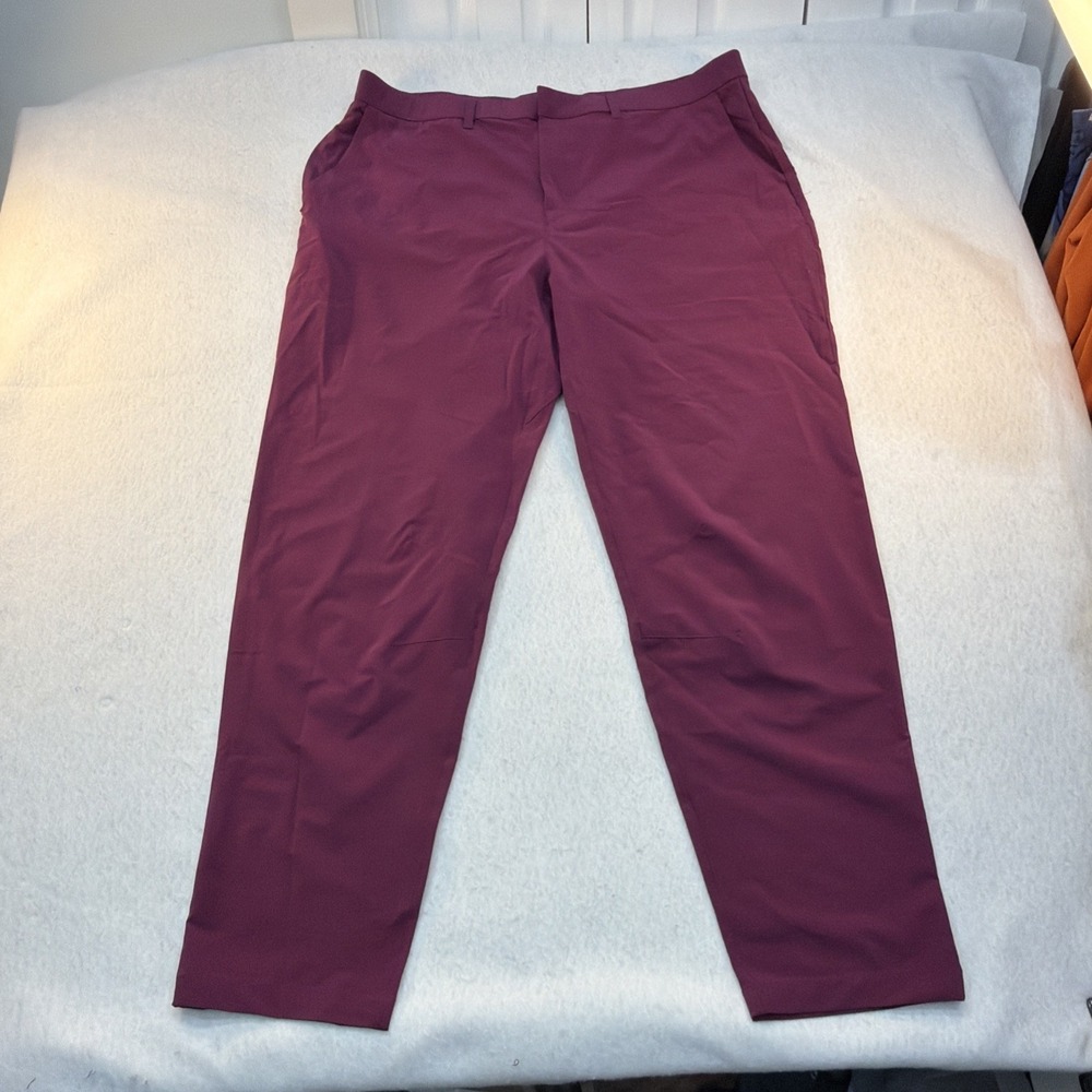 Fabletics The Only Pants Men‎ XXL 42x32 Burgandy Wine Stretch Golf Performance